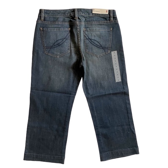 Tommy Hilfiger Boyfriend Jeans Stretch Cropped Dark Wash Blue Denim, Size 6 - Picture 5 of 10